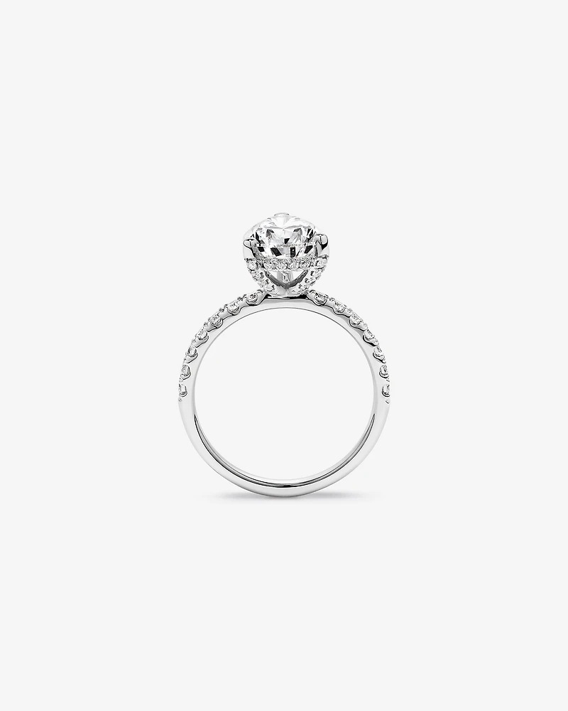 3.50 Carat TW Pear Cut Laboratory-Grown Diamond Engagement Ring in 18kt White Gold