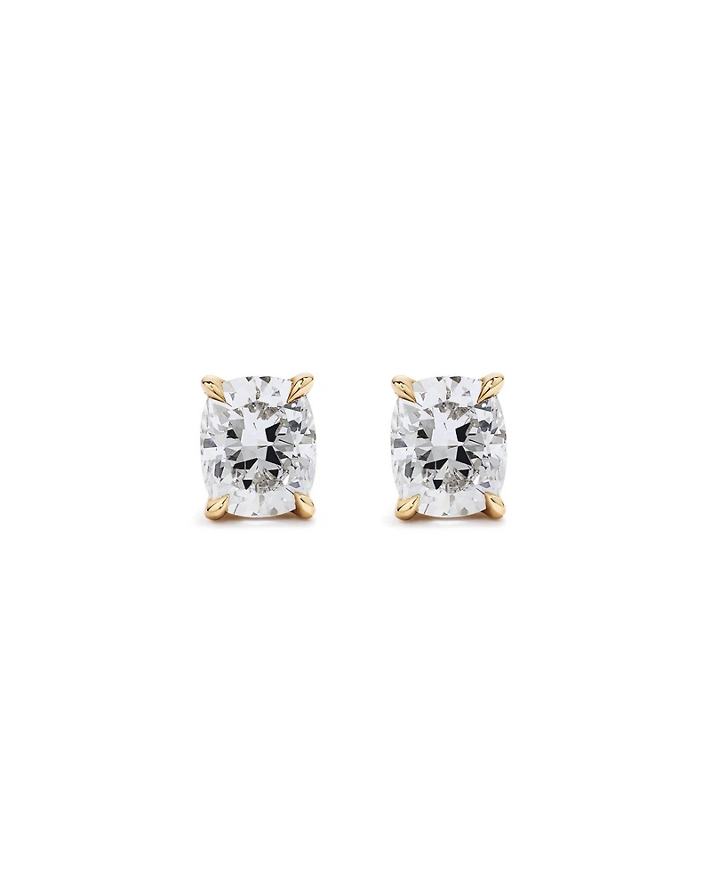 1.00TW Lab Diamond Cushion Stud Earrings in 10kt Gold