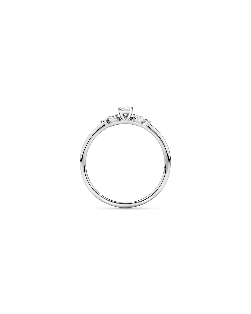 Bague de promesse en or blanc 10 carats avec diamants laboratoire taille ovale et brillant rond (poids total 0,20 carat)