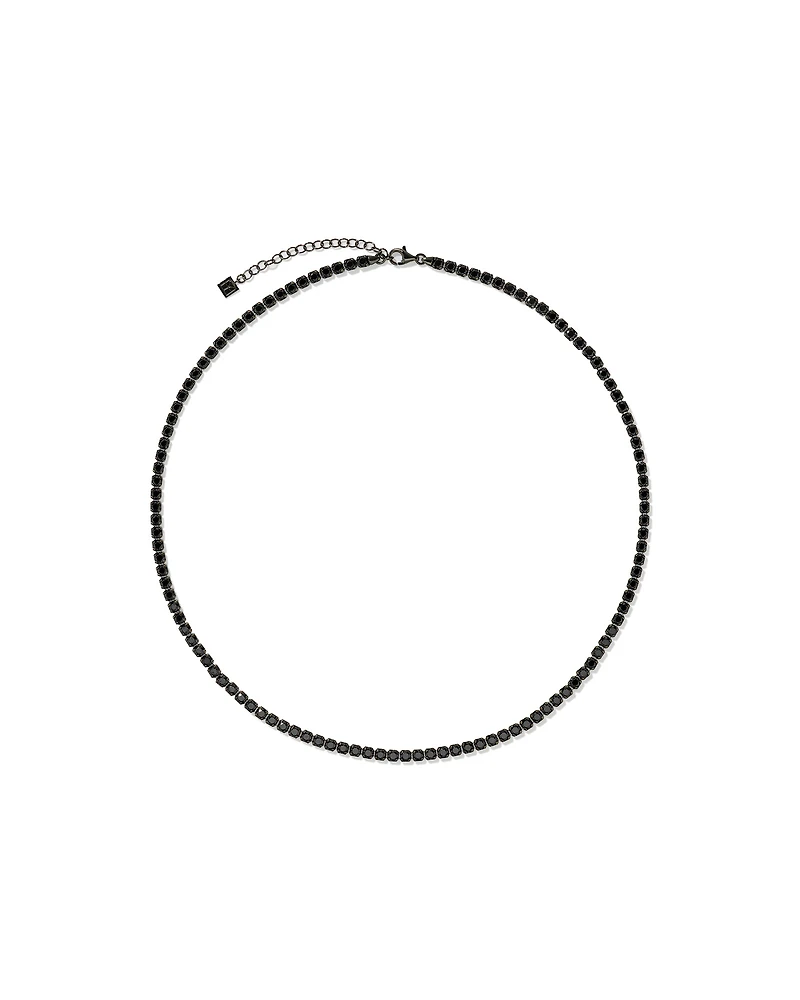 Collier de tennis en spinelle noir en argent sterling