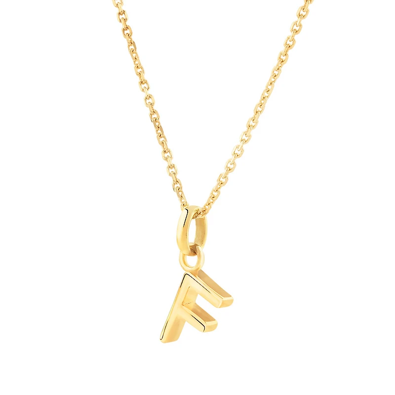 F Initial Pendant in 10kt Yellow Gold