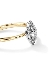 Bague de promesse en or jaune et blanc 10 carats avec cluster de diamants en forme de marquise de 0,15 carat TW