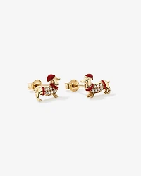 Dachshund Stud Earrings with Cubic Zirconia in 10kt Yellow Gold