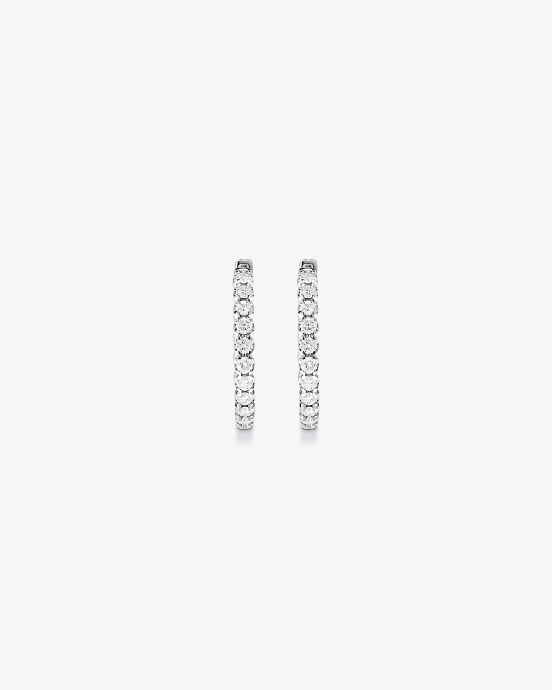 2,00TW Boucles d’oreilles à cerceau en diamant à l’envers en laboratoire en argent -Medium