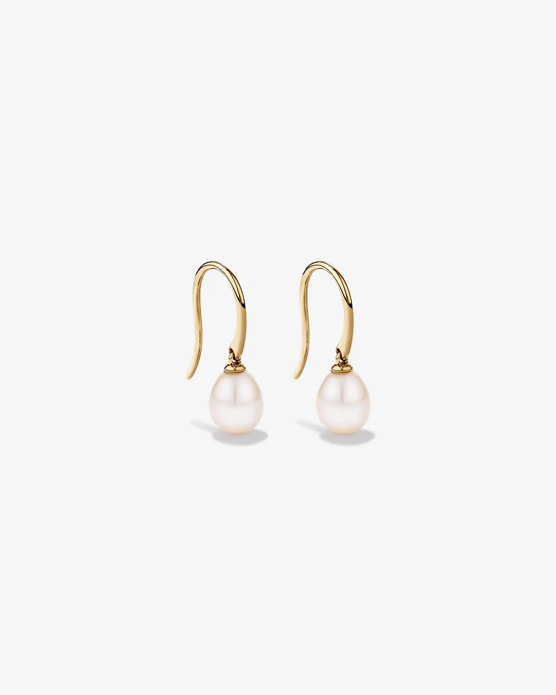 Drop Earrings with Cultured Freshwater Pearl in 10kt Yellow Gold