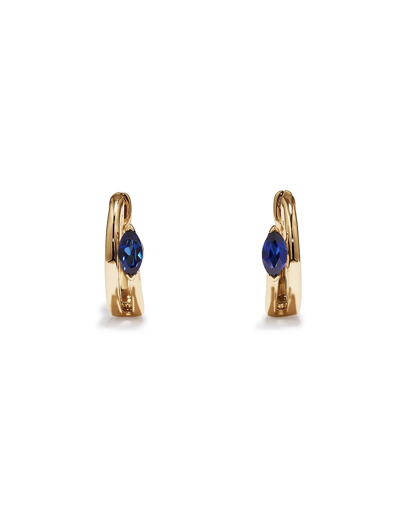 Marquise-Cut Created Sapphire Wrap Earrings in 10kt Yellow Gold