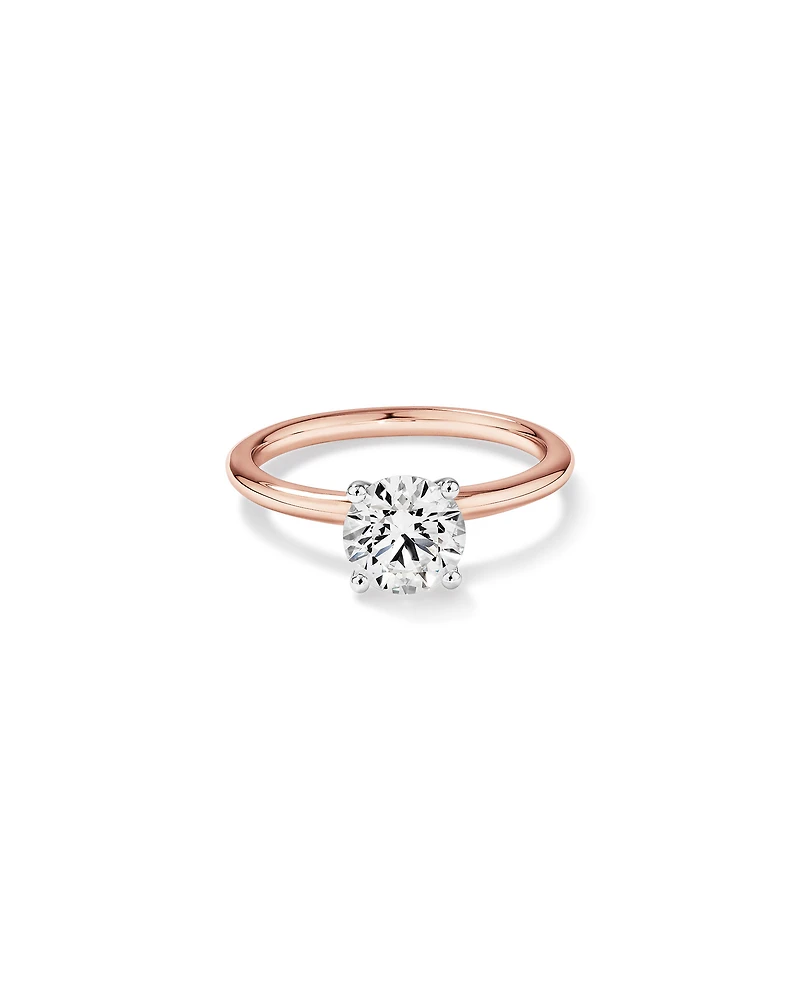 Bague de fiançailles solitaire ronde en diamants brillants de laboratoire TW de 1,25 carat en or rose et blanc 14 carats