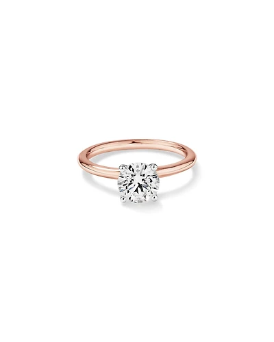 Bague de fiançailles solitaire ronde en diamants brillants de laboratoire TW de 1,25 carat en or rose et blanc 14 carats