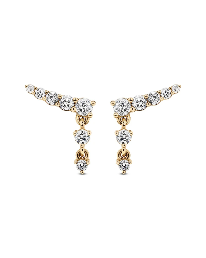 0,50 carat TW de grimpeurs à oreille diamantée cultivés en laboratoire en or jaune 10 nœuds