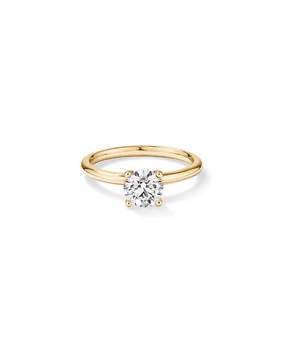 Bague de fiançailles solitaire ronde en diamant brillant de laboratoire TW de 1 carat en or jaune 14 carats