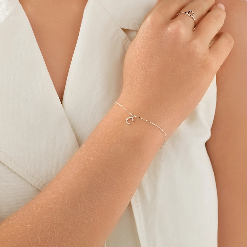19cm (7.5") C Initial Bracelet in Sterling Silver