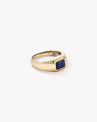Bezel Set Created Blue Sapphire Solitaire Men's Ring 10kt Yellow Gold