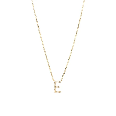 "E" Initial Necklace with 0.10 Carat TW of Diamonds in 10kt Yellow Gold