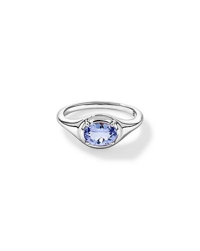 Oval Cut Tanzanite East-to-West Set Ring 10kt White Gold