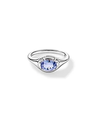 Oval Cut Tanzanite East-to-West Set Ring 10kt White Gold