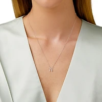 N Initial Necklace with 0.10 Carat TW of Diamonds in 10kt White Gold