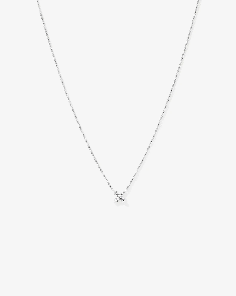 50cm (20") Cubic Zirconia Floral Necklace in Sterling Silver