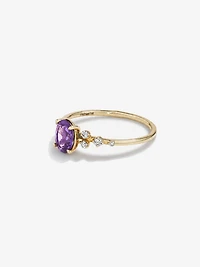 Amethyst and 0.12 Carat TW Diamond Ring 10kt Yellow Gold