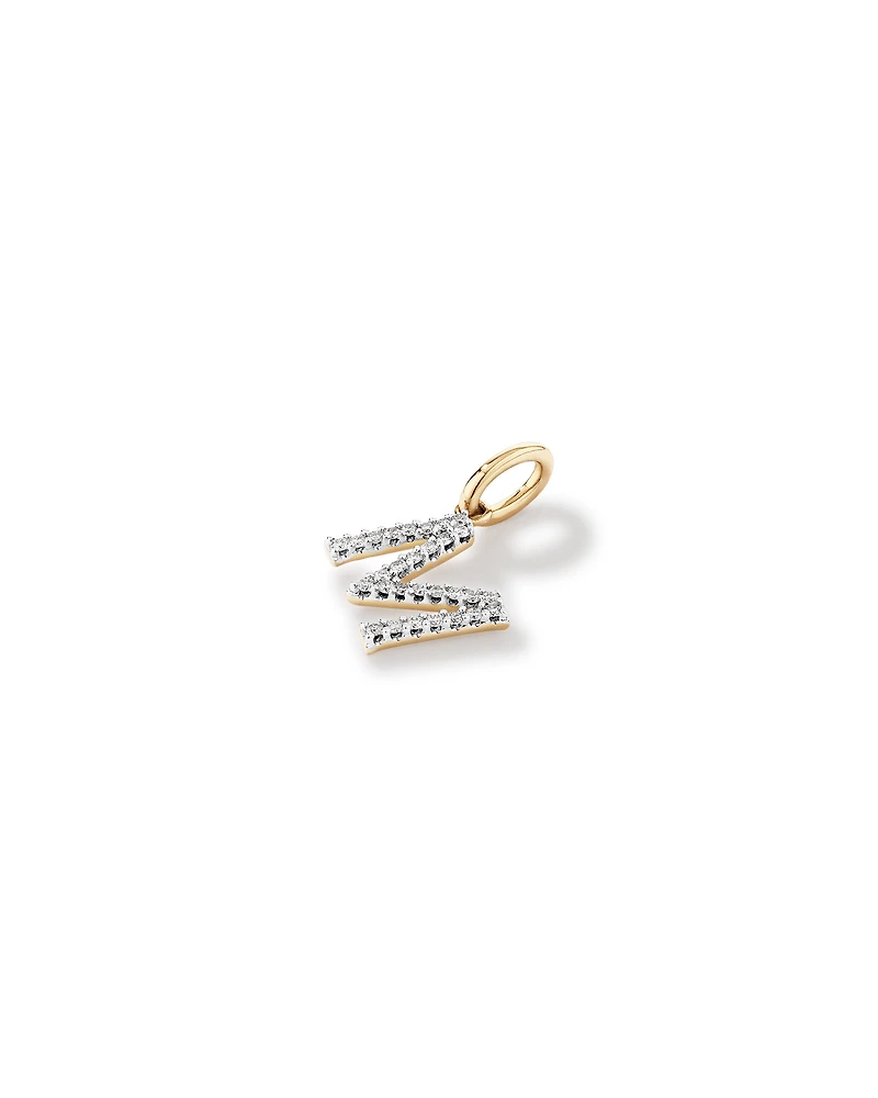 Diamond Letter M Initial Pendant in 10kt Yellow Gold