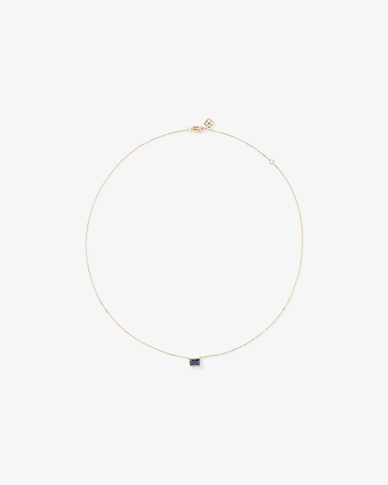 Collier serti de lunette taille émeraude en saphir australien en or jaune 10 carats