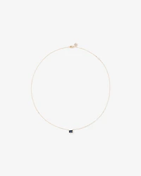 Collier serti de lunette taille émeraude en saphir australien en or jaune 10 carats