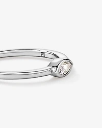 Marquise Cut White Created Sapphire East-to-West Set Bezel Ring 10kt Gold