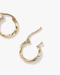 10mm Square Twist Hoop Earrings 10kt Yellow Gold