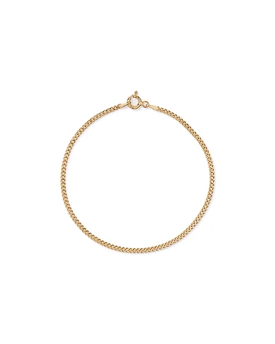 19cm (17") 2.1mm Width Solid Diamond Cut Curb Bracelet in 10kt Yellow Gold