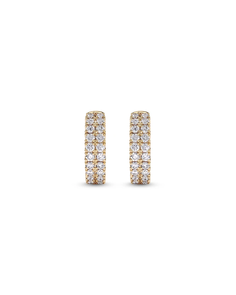 1.00 Carat TW Diamond Two-Row Huggie Earrings in 10kt Yellow Gold
