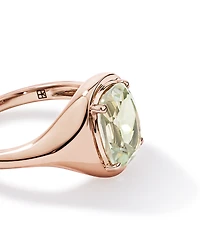 Elongated Cushion Cut Green Amethyst Ring 10kt Rose Gold