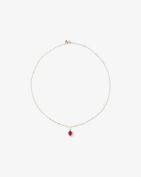 Oval Cut Created Ruby and Diamond Halo Pendant Necklace in 10kt Yellow Gold