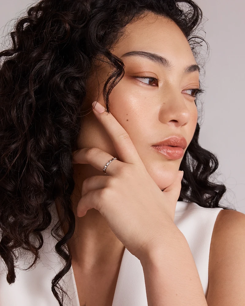 Signature Connect Curve Diamond Ring in Sterling Silver