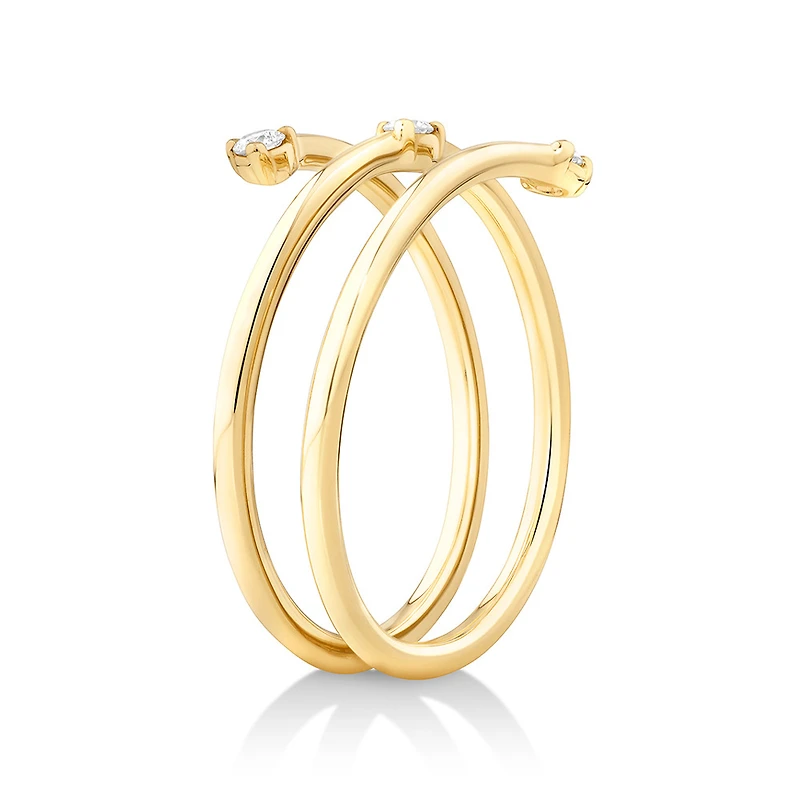 Bague enveloppante accentuée de diamants en or jaune 10kt