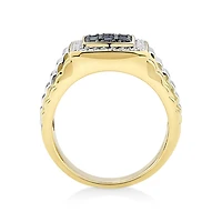 Men's Ring with 3/4 Carat TW of White & Enhanced Black Diamonds in 10kt Yellow & White Gold