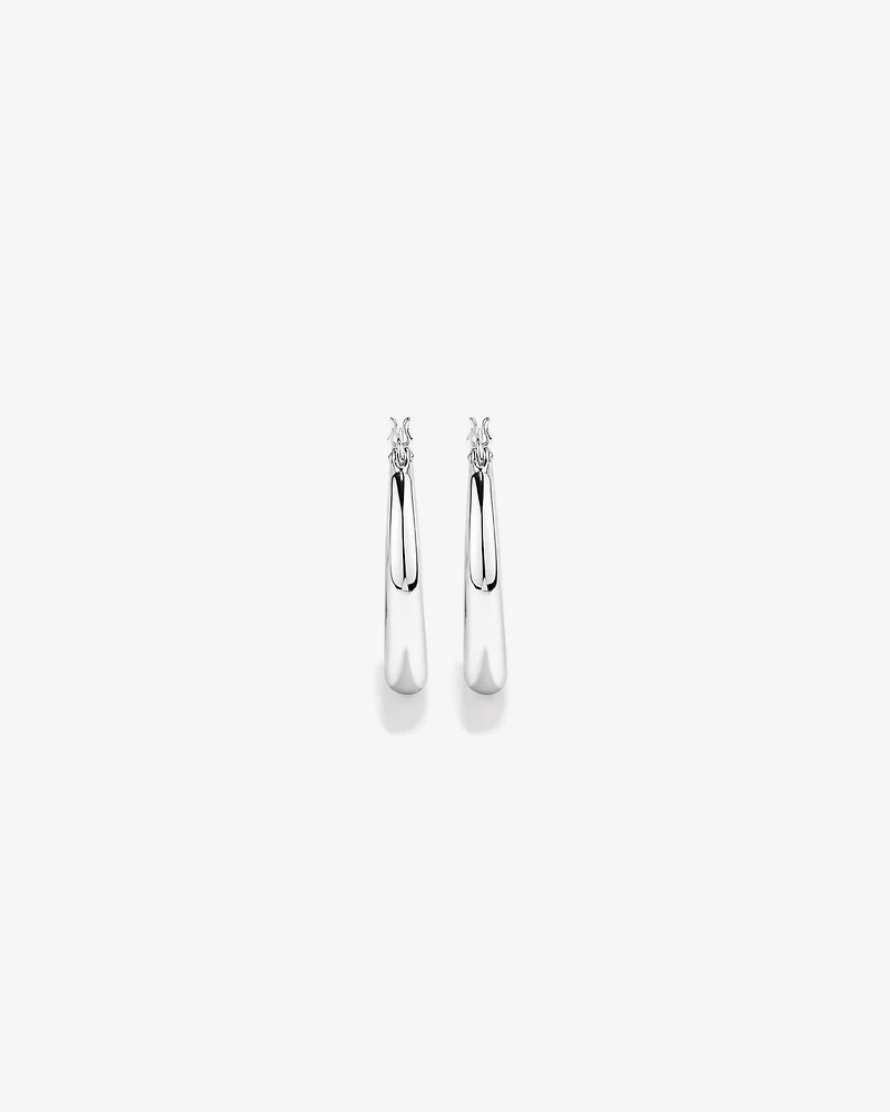 Graduated Domed Hoop Earrings in Sterling Silver