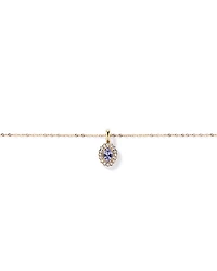 Tanzanite & 0,15TW de pendentif Halo en diamant avec chaîne en or jaune 10kt