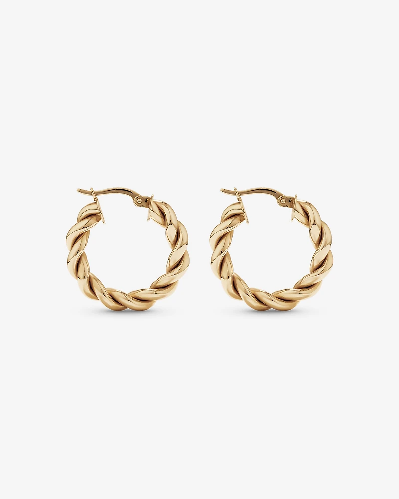 Croissant Twist 15mm Hoop Earrings in 10kt Yellow Gold