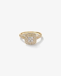 0.65 Carat TW Cushion Shaped Cluster Halo Diamond Ring in 10kt Yellow Gold