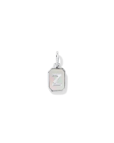 Letter Z Mother of Pearl Initial Pendant in Sterling Silver