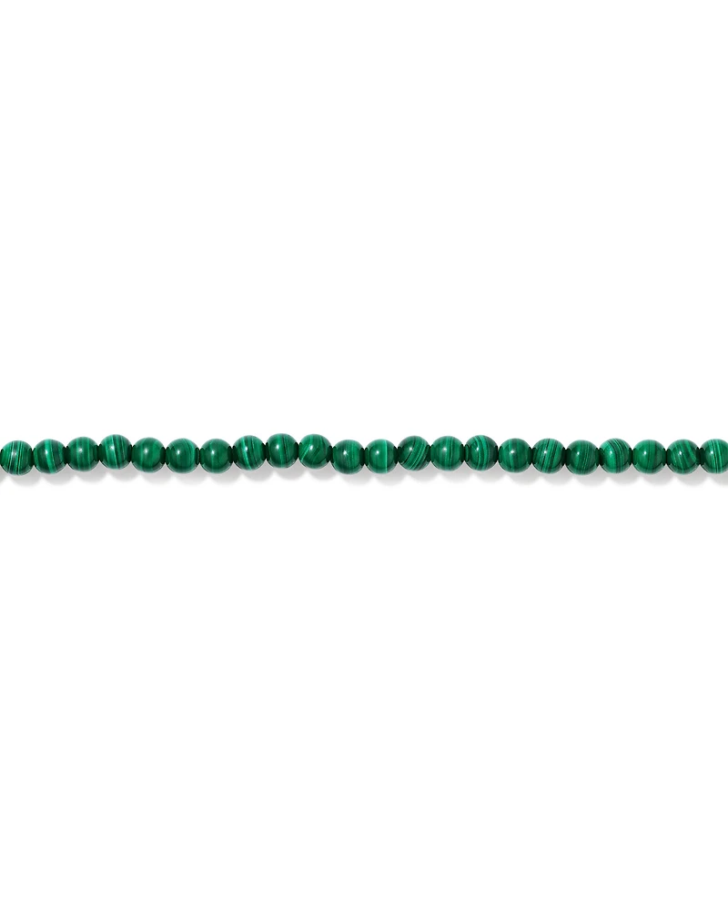 21cm Malachite Bead Bracelet in Sterling Silver