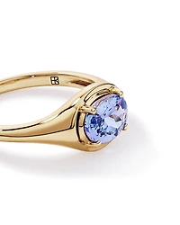 Oval Cut Tanzanite East-to-West Set Ring 10kt Yellow Gold