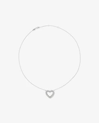Cubic Zirconia Puff Love Heart Pendant Necklace in Sterling Silver