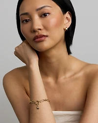 Bunny Pendant with Created Pink Sapphire in 10kt Yellow Gold