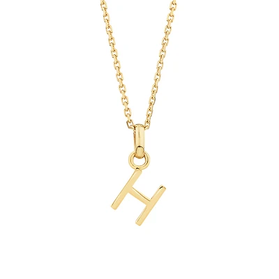 "H" Initial Pendant with Chain in 10kt Yellow Gold
