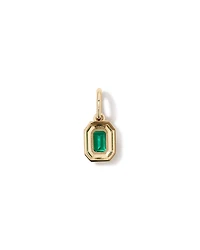 Bold Emerald Cut Created Emerald Pendant in 10kt Yellow Gold