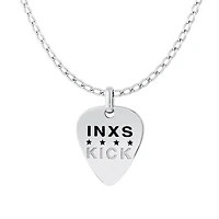 INXS Kick Engraved Guitar Pick Pendant with Chain in Recycled Sterling Silver