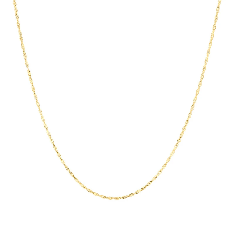 45cm (18") 1.65mm Width Singapore Chain in 10kt Yellow Gold