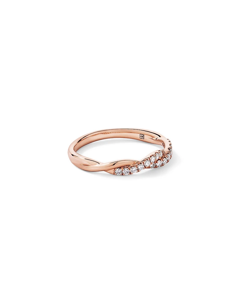 0.16TW Round Brilliant Laboratory-Grown Diamond Twist Wedding Ring 14kt Rose Gold