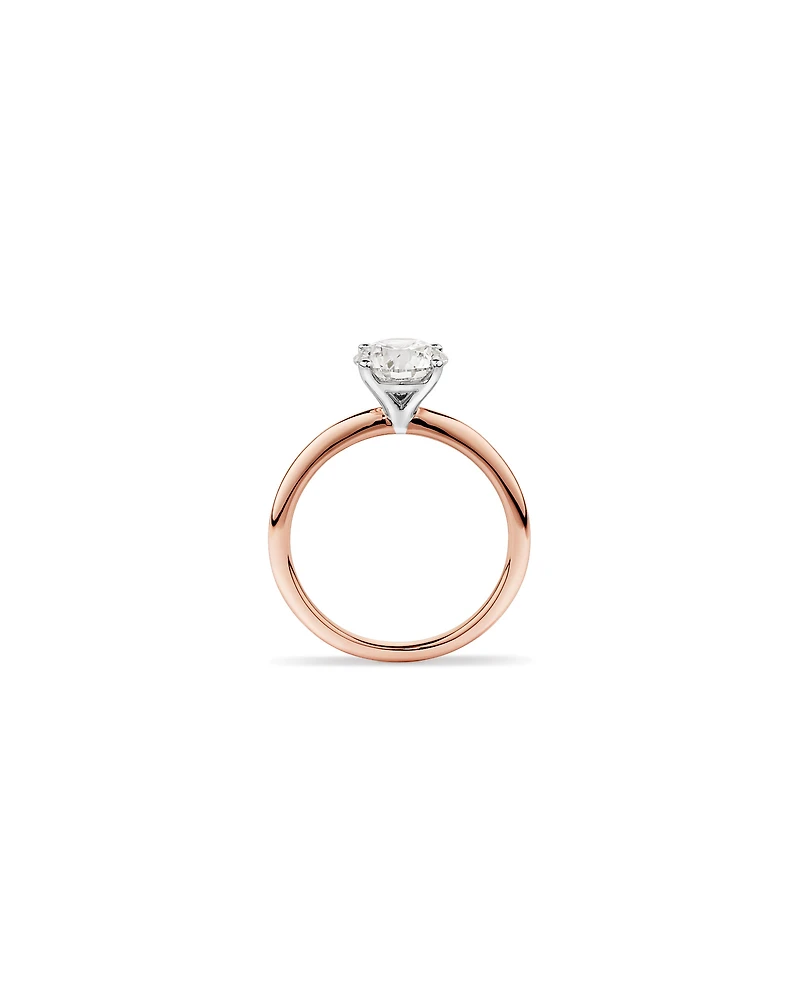 1.50 Carat TW Round Brilliant Laboratory-Grown Diamond Solitaire Engagement Ring 14kt Rose and White Gold