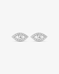 Evil Eye Stud Earrings with Cubic Zirconia in Sterling Silver